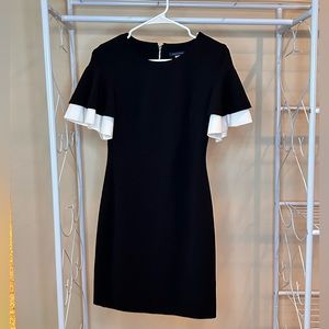 Tommy Hilfiger Black & White Dress with accent sleeves. Good for office wear.